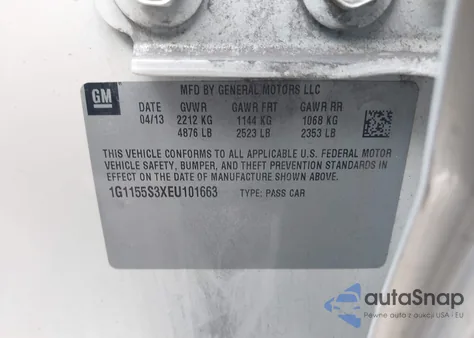 2014 Chevrolet Impala 2Lz from USA, damaged, VIN 1G1155S3XEU101663